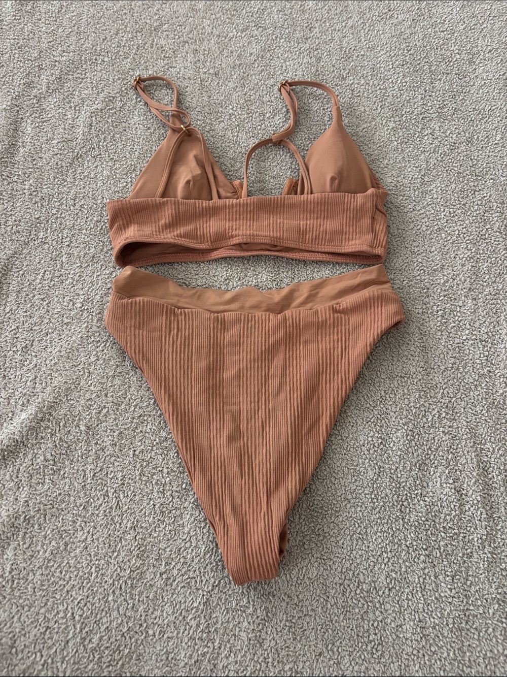 l*space Rust Ribbed V-Notch Bikini Set - Picture 2 of 2